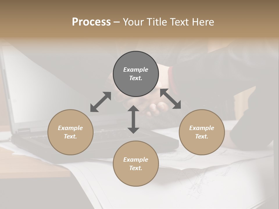 Two People Shaking Hands Over A Laptop Computer PowerPoint Template