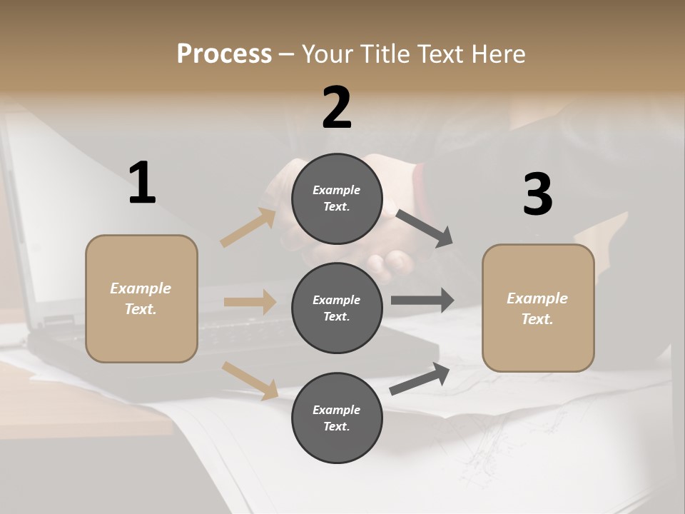 Two People Shaking Hands Over A Laptop Computer PowerPoint Template