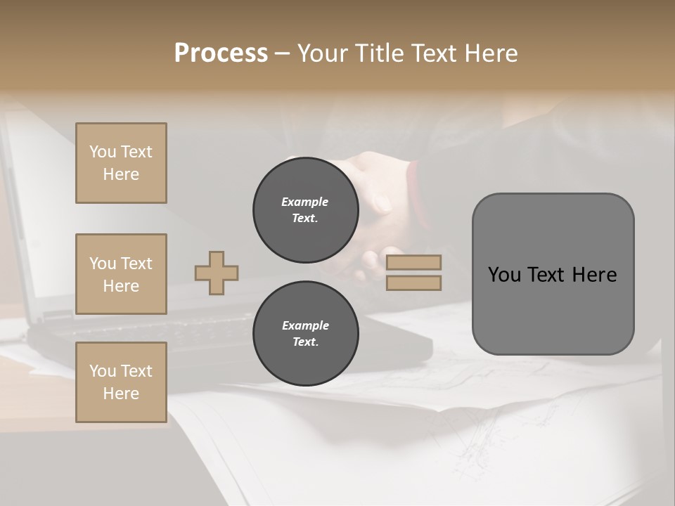 Two People Shaking Hands Over A Laptop Computer PowerPoint Template
