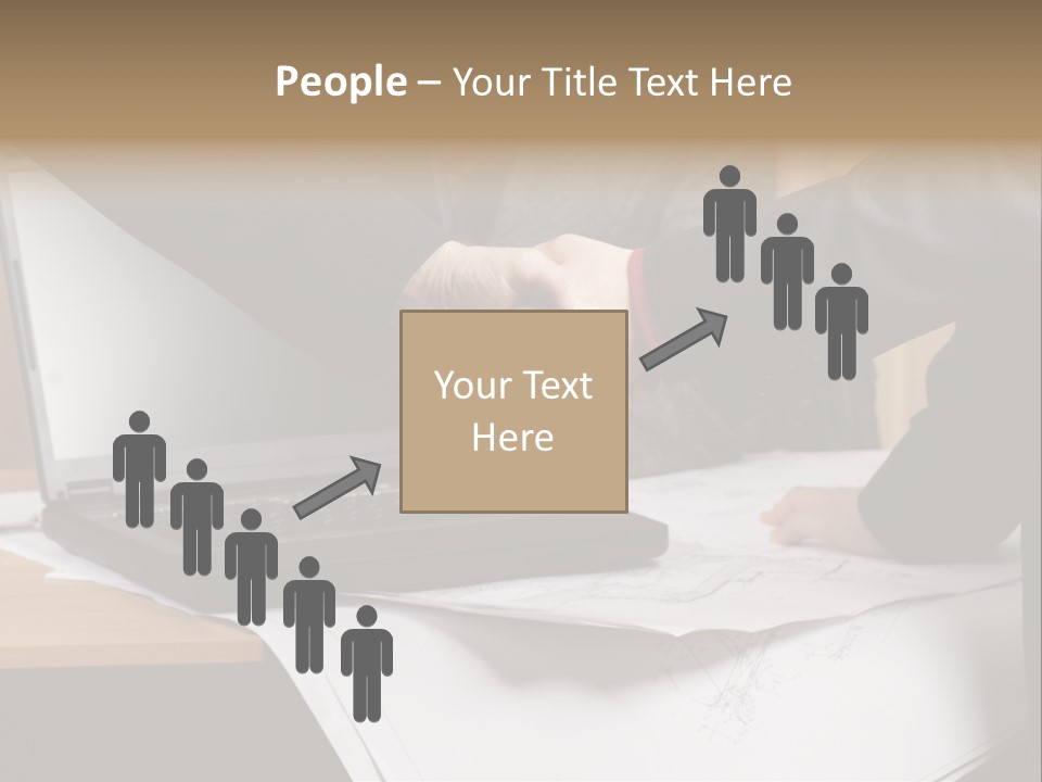 Two People Shaking Hands Over A Laptop Computer PowerPoint Template