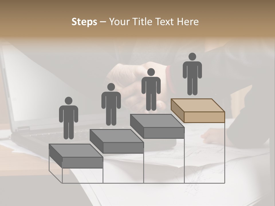 Two People Shaking Hands Over A Laptop Computer PowerPoint Template