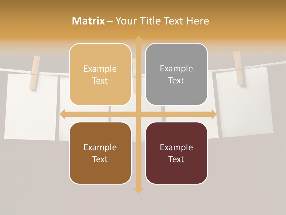 Five White Slip Of Paper Attach To Rope Clothes Peg On Red PowerPoint Template