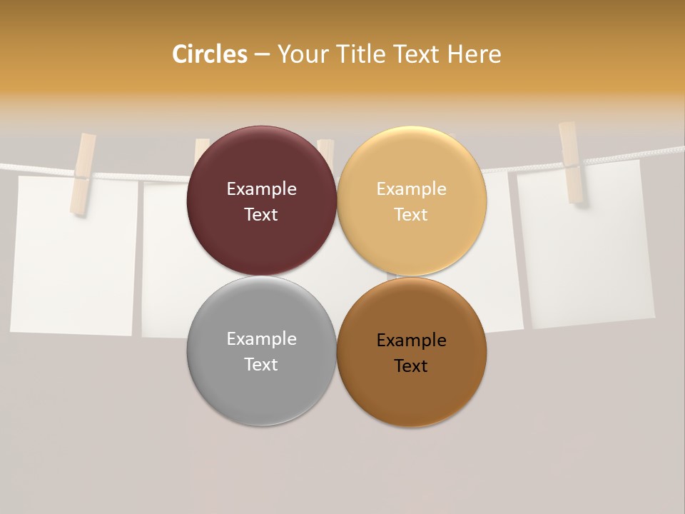 Five White Slip Of Paper Attach To Rope Clothes Peg On Red PowerPoint Template