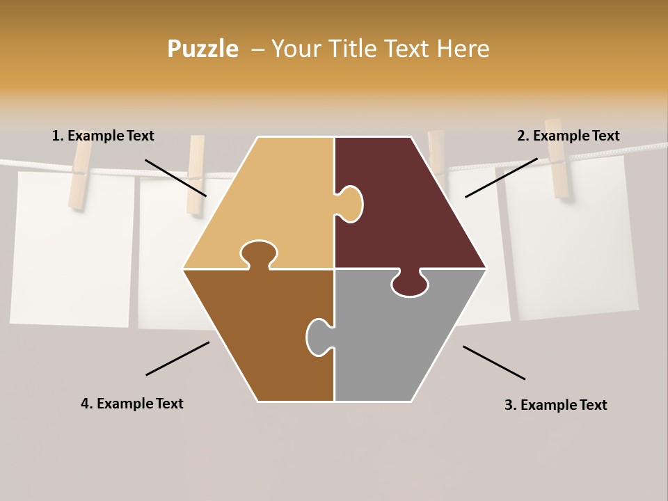 Five White Slip Of Paper Attach To Rope Clothes Peg On Red PowerPoint Template