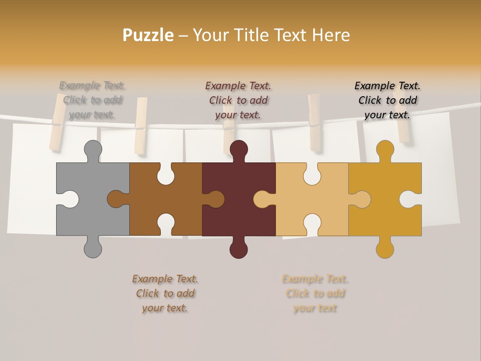 Five White Slip Of Paper Attach To Rope Clothes Peg On Red PowerPoint Template