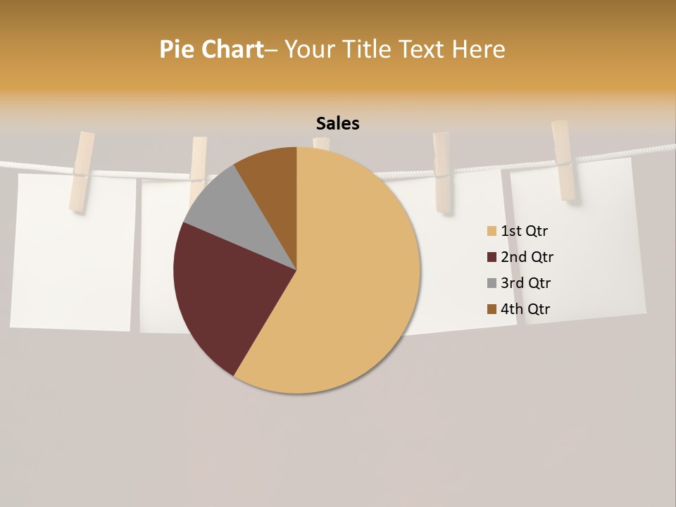 Five White Slip Of Paper Attach To Rope Clothes Peg On Red PowerPoint Template