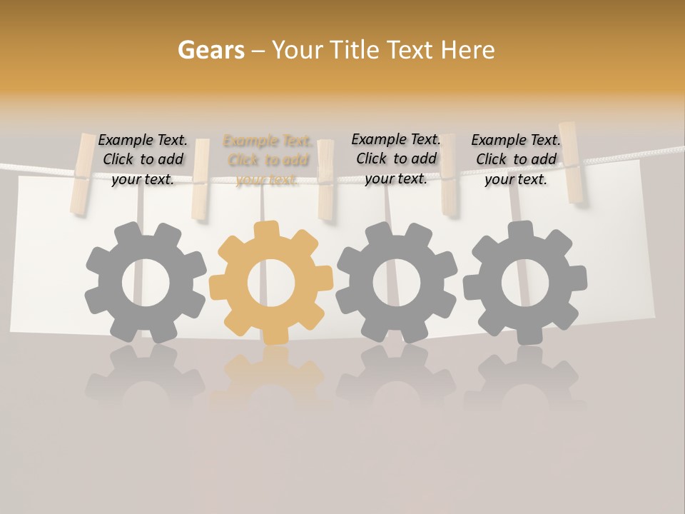 Five White Slip Of Paper Attach To Rope Clothes Peg On Red PowerPoint Template