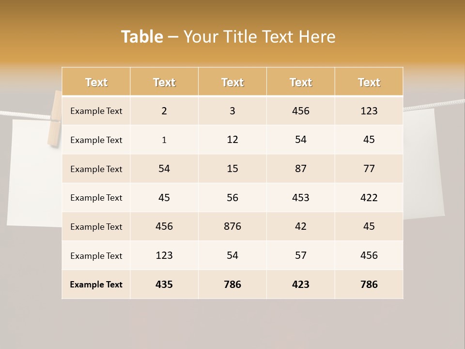 Five White Slip Of Paper Attach To Rope Clothes Peg On Red PowerPoint Template