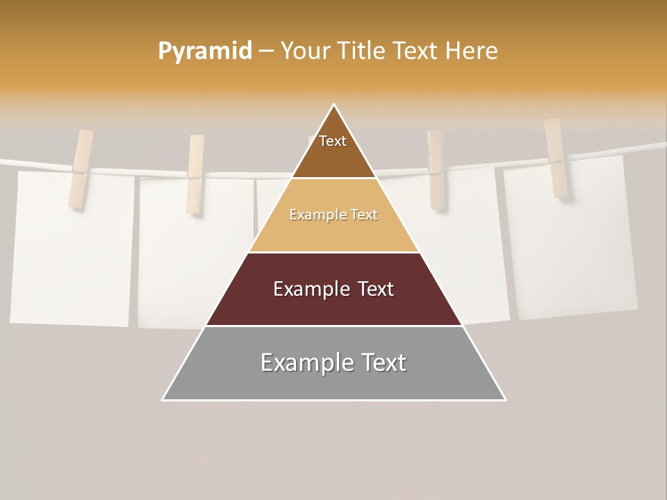 Five White Slip Of Paper Attach To Rope Clothes Peg On Red PowerPoint Template