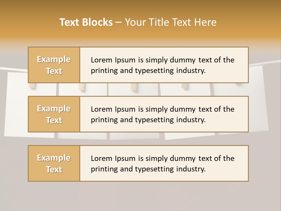 Five White Slip Of Paper Attach To Rope Clothes Peg On Red PowerPoint Template