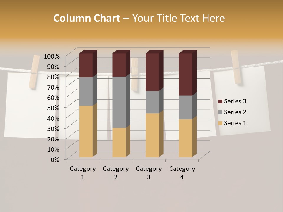 Five White Slip Of Paper Attach To Rope Clothes Peg On Red PowerPoint Template