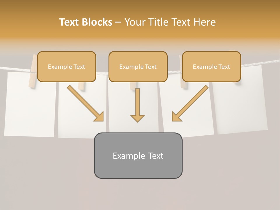 Five White Slip Of Paper Attach To Rope Clothes Peg On Red PowerPoint Template