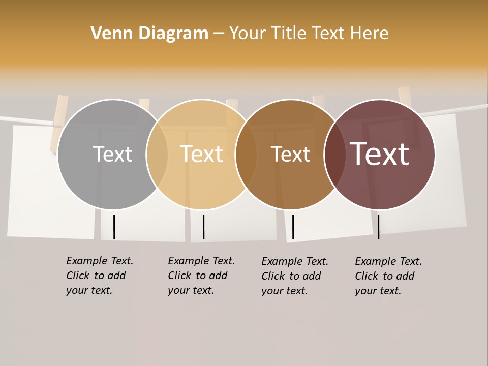 Five White Slip Of Paper Attach To Rope Clothes Peg On Red PowerPoint Template