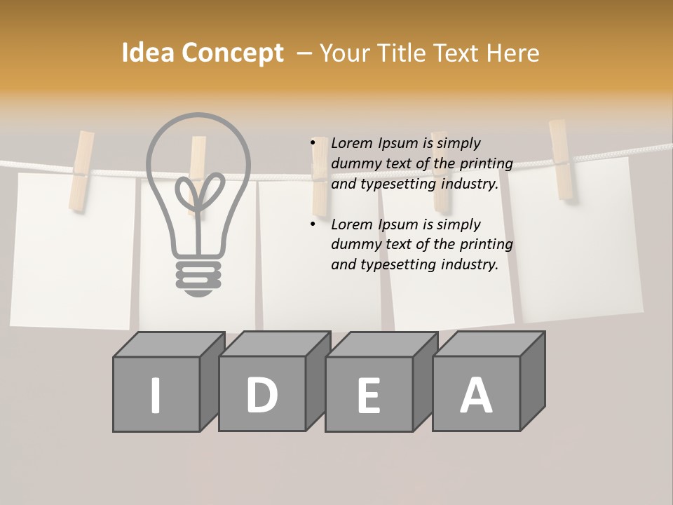 Five White Slip Of Paper Attach To Rope Clothes Peg On Red PowerPoint Template