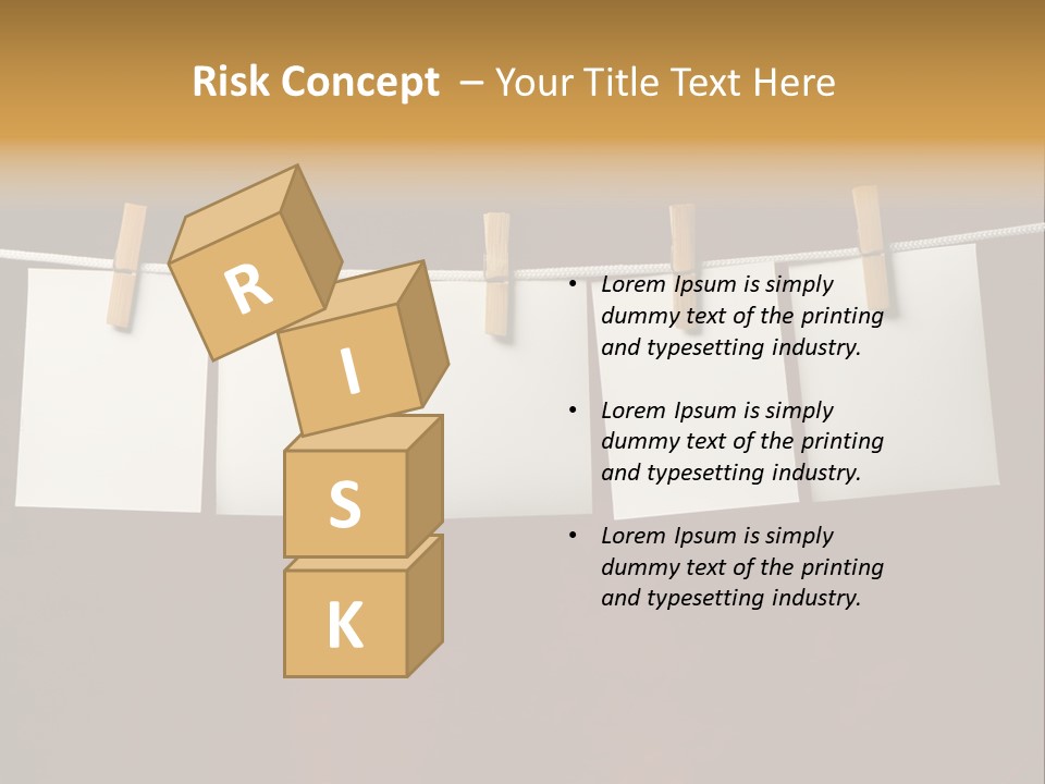 Five White Slip Of Paper Attach To Rope Clothes Peg On Red PowerPoint Template