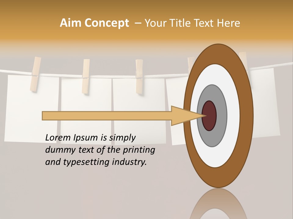 Five White Slip Of Paper Attach To Rope Clothes Peg On Red PowerPoint Template