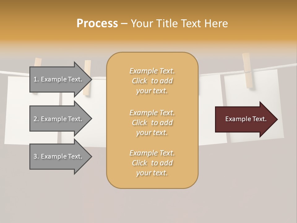Five White Slip Of Paper Attach To Rope Clothes Peg On Red PowerPoint Template