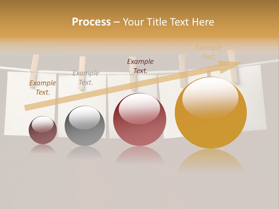 Five White Slip Of Paper Attach To Rope Clothes Peg On Red PowerPoint Template