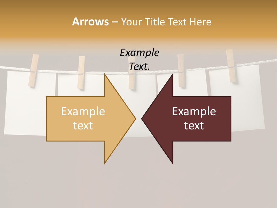 Five White Slip Of Paper Attach To Rope Clothes Peg On Red PowerPoint Template