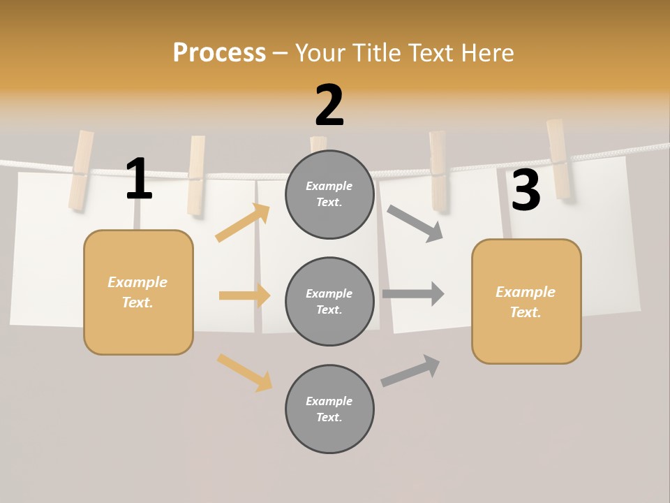 Five White Slip Of Paper Attach To Rope Clothes Peg On Red PowerPoint Template