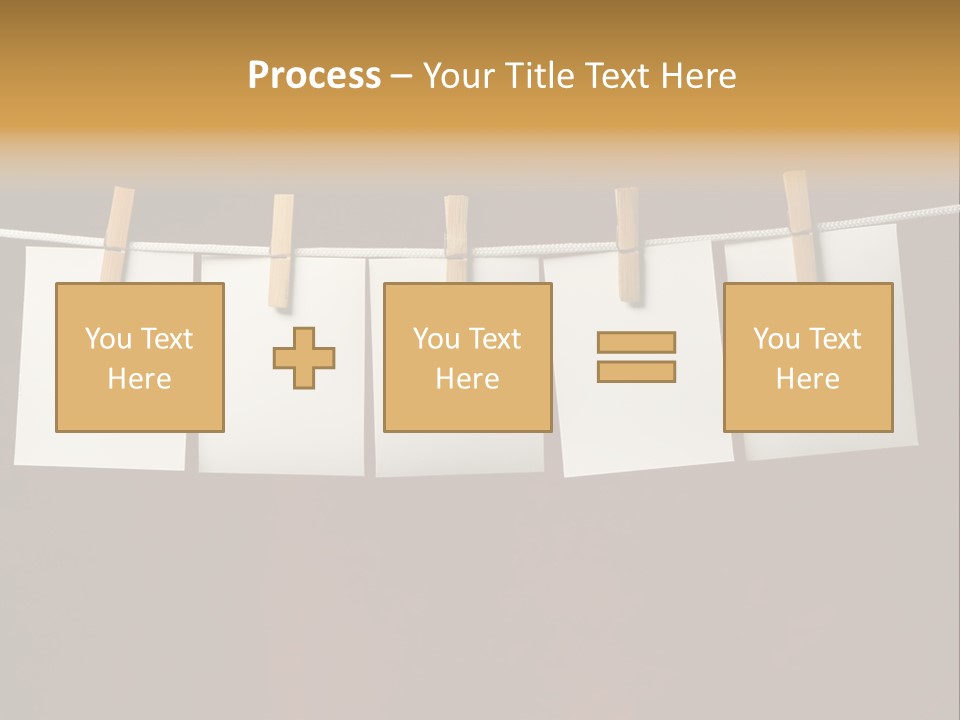 Five White Slip Of Paper Attach To Rope Clothes Peg On Red PowerPoint Template