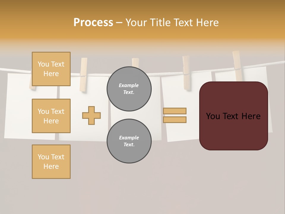 Five White Slip Of Paper Attach To Rope Clothes Peg On Red PowerPoint Template