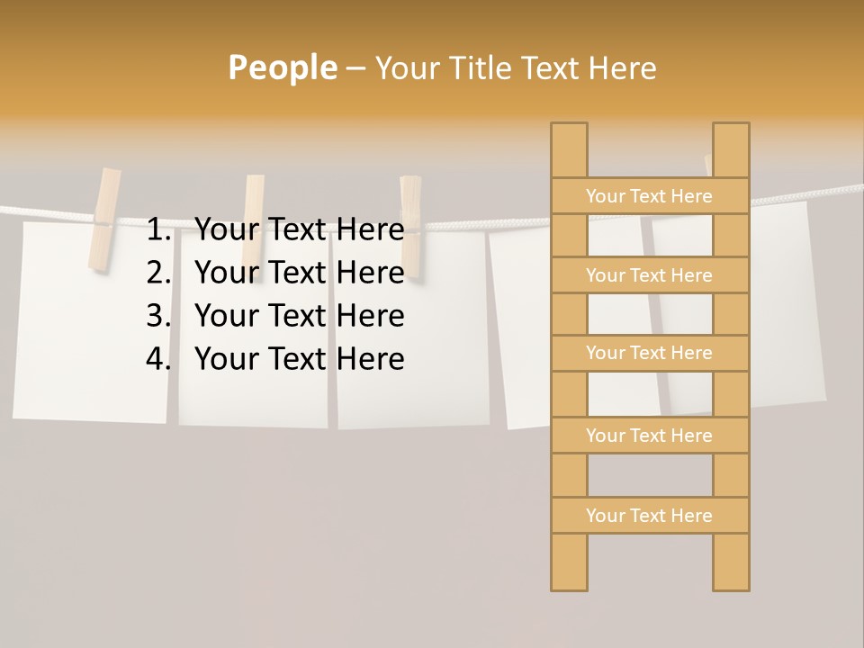 Five White Slip Of Paper Attach To Rope Clothes Peg On Red PowerPoint Template