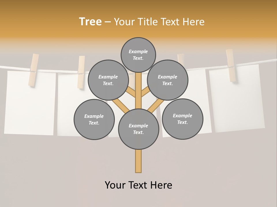 Five White Slip Of Paper Attach To Rope Clothes Peg On Red PowerPoint Template