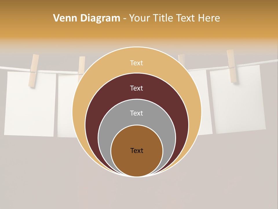 Five White Slip Of Paper Attach To Rope Clothes Peg On Red PowerPoint Template