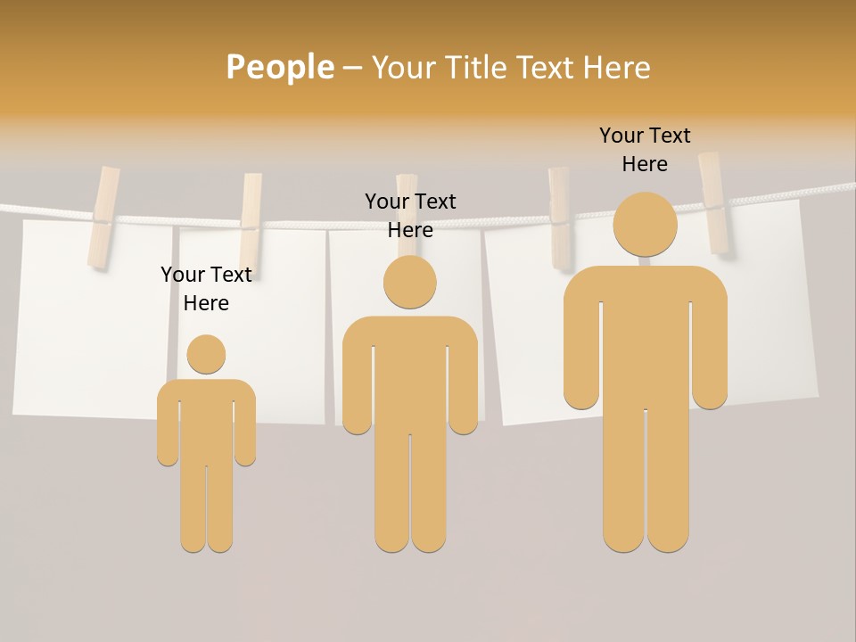 Five White Slip Of Paper Attach To Rope Clothes Peg On Red PowerPoint Template