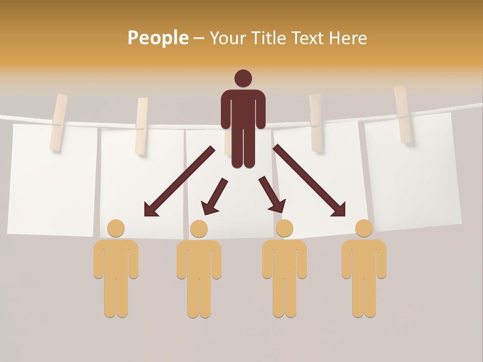 Five White Slip Of Paper Attach To Rope Clothes Peg On Red PowerPoint Template