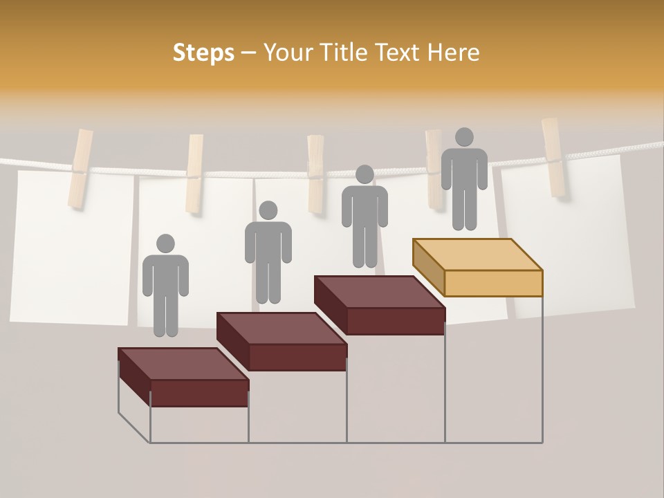 Five White Slip Of Paper Attach To Rope Clothes Peg On Red PowerPoint Template