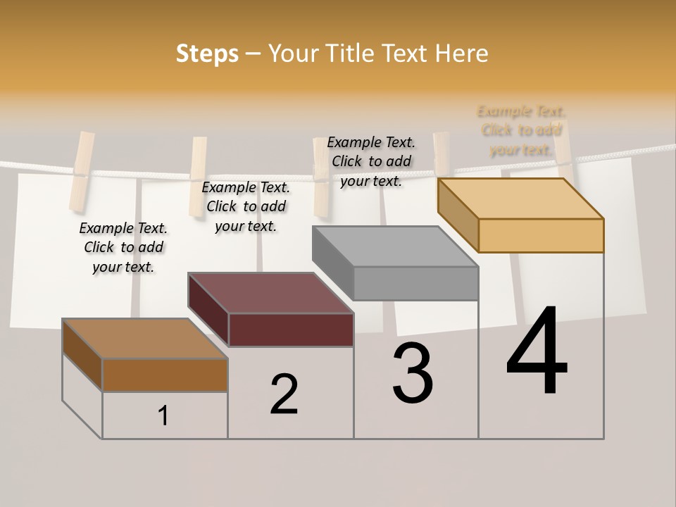 Five White Slip Of Paper Attach To Rope Clothes Peg On Red PowerPoint Template