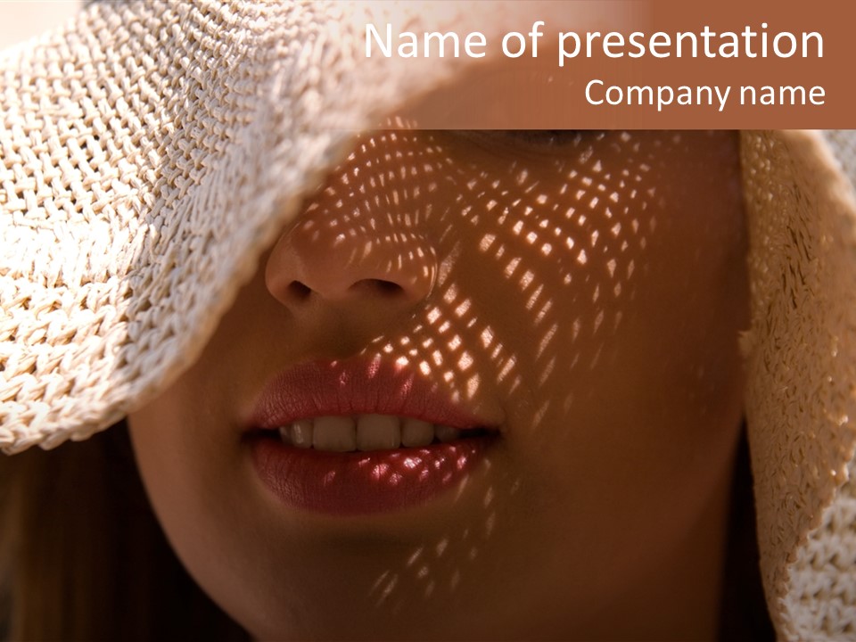 Pretty Young Lady With Large Hat At Sunny Day PowerPoint Template