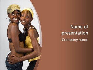 Two Young African American Girls, We Are Young Beautiful And Having Fun, People Diversity Series, PowerPoint Template