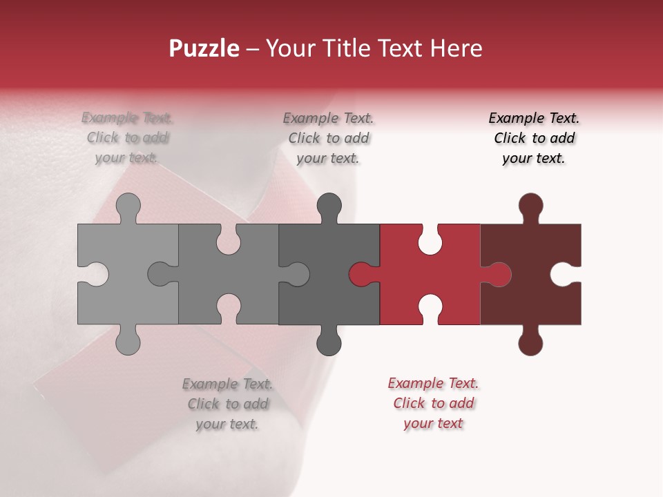 Censored Woman With Red Tape On Mouth. Colorkey, Face Toned. Isolated On White. PowerPoint Template