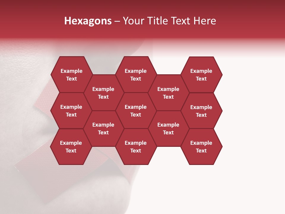 Censored Woman With Red Tape On Mouth. Colorkey, Face Toned. Isolated On White. PowerPoint Template