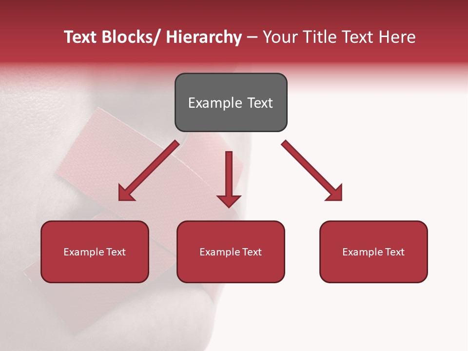 Censored Woman With Red Tape On Mouth. Colorkey, Face Toned. Isolated On White. PowerPoint Template