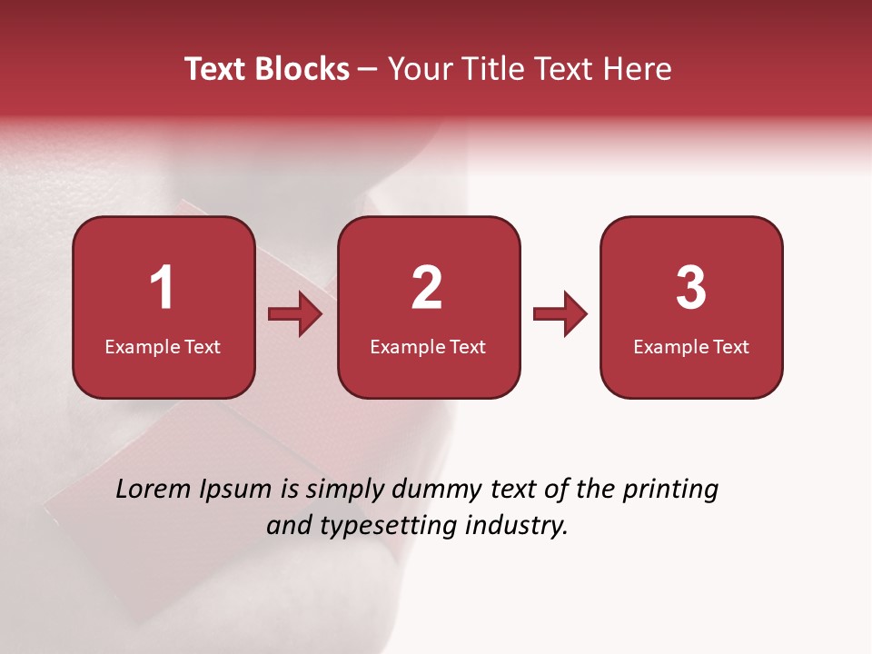 Censored Woman With Red Tape On Mouth. Colorkey, Face Toned. Isolated On White. PowerPoint Template