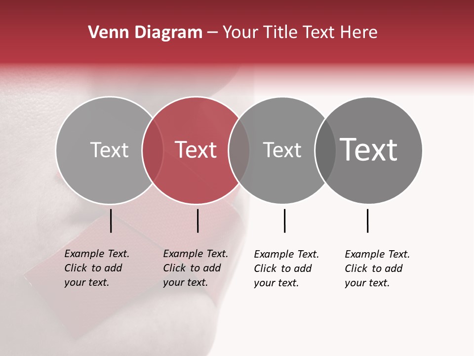 Censored Woman With Red Tape On Mouth. Colorkey, Face Toned. Isolated On White. PowerPoint Template