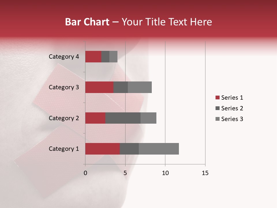 Censored Woman With Red Tape On Mouth. Colorkey, Face Toned. Isolated On White. PowerPoint Template