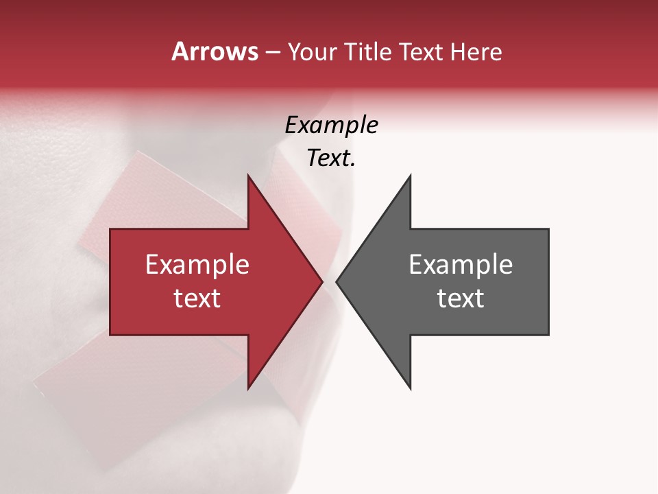 Censored Woman With Red Tape On Mouth. Colorkey, Face Toned. Isolated On White. PowerPoint Template