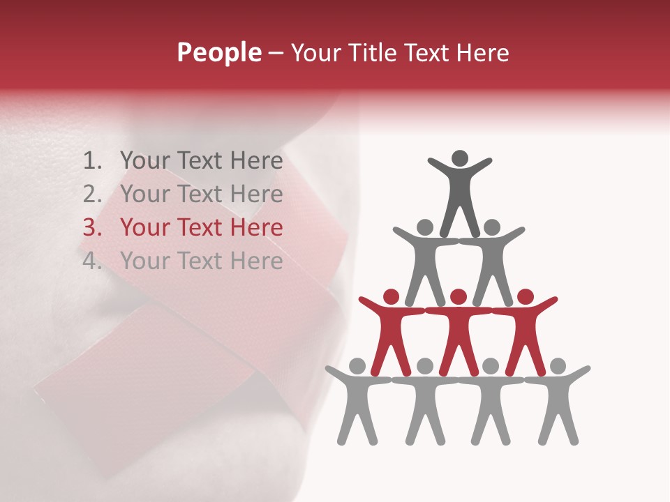 Censored Woman With Red Tape On Mouth. Colorkey, Face Toned. Isolated On White. PowerPoint Template