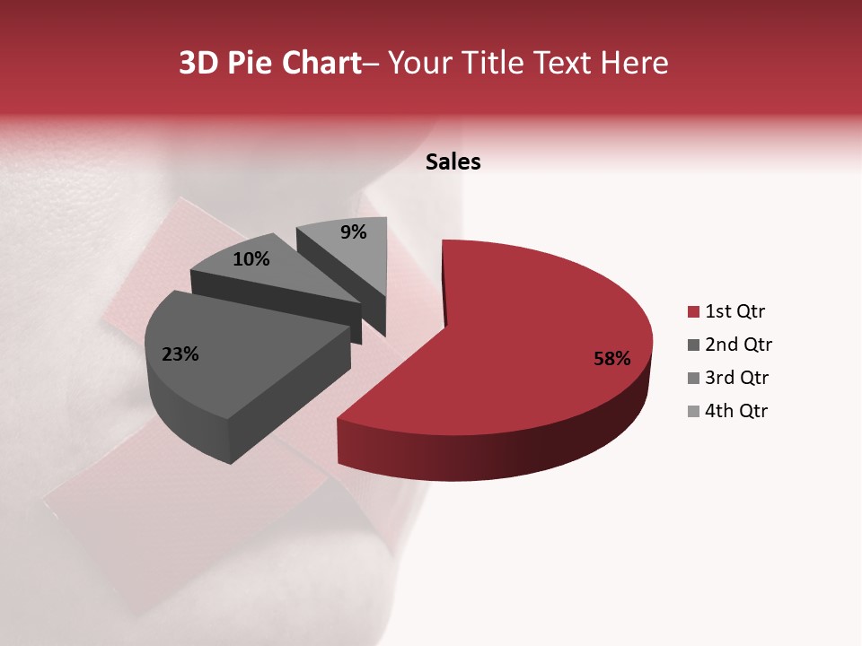 Censored Woman With Red Tape On Mouth. Colorkey, Face Toned. Isolated On White. PowerPoint Template