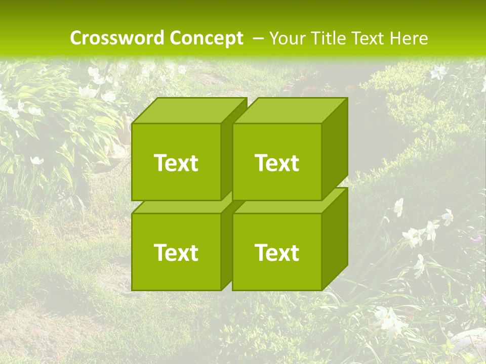 Track In Beautiful Garden Among Flowers And Sculptures - Sunset Light. Shot In Ukraine. PowerPoint Template