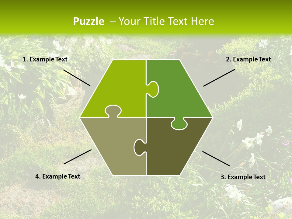 Track In Beautiful Garden Among Flowers And Sculptures - Sunset Light. Shot In Ukraine. PowerPoint Template