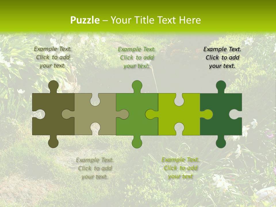 Track In Beautiful Garden Among Flowers And Sculptures - Sunset Light. Shot In Ukraine. PowerPoint Template