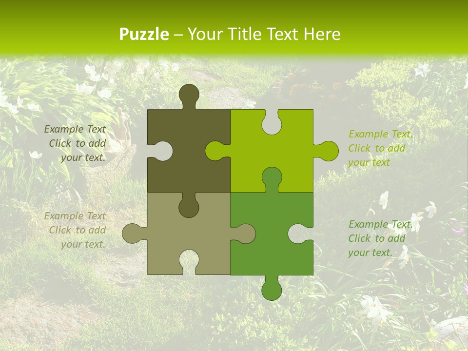 Track In Beautiful Garden Among Flowers And Sculptures - Sunset Light. Shot In Ukraine. PowerPoint Template