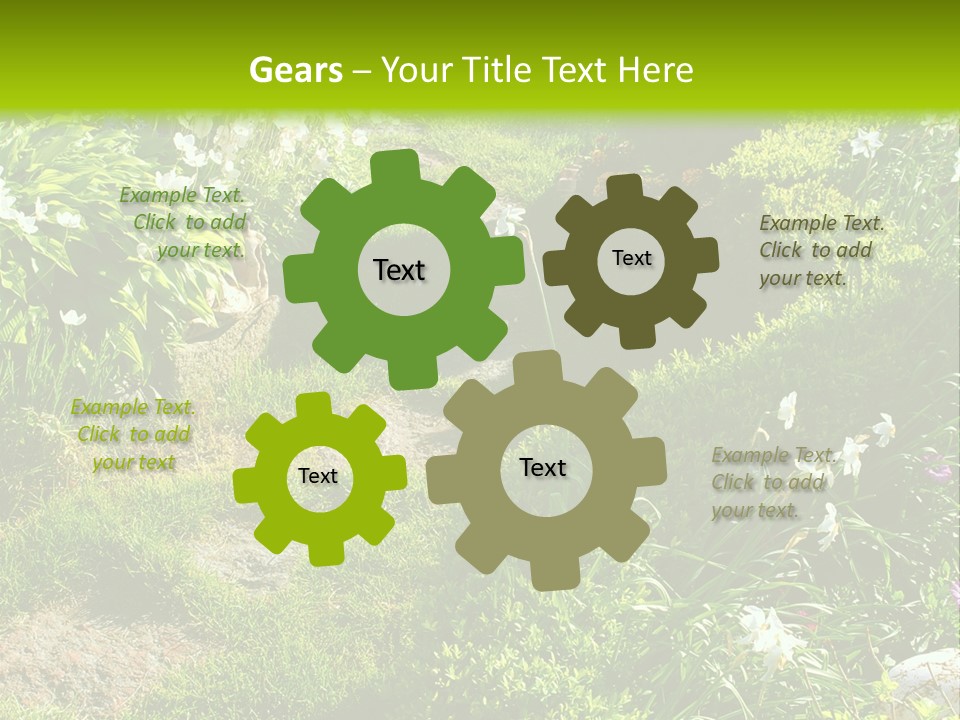 Track In Beautiful Garden Among Flowers And Sculptures - Sunset Light. Shot In Ukraine. PowerPoint Template