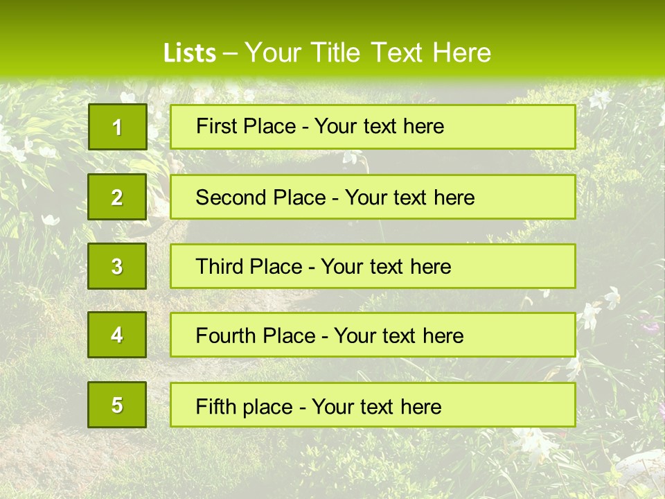 Track In Beautiful Garden Among Flowers And Sculptures - Sunset Light. Shot In Ukraine. PowerPoint Template